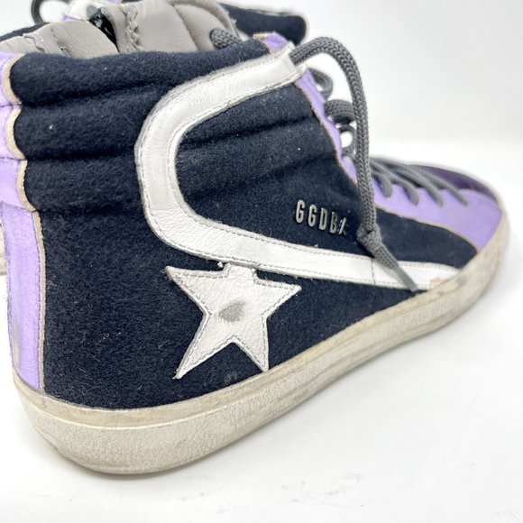 Golden Goose High Top SLIDE Sneakers Grape Textile Suede Size 38 US 8 - Picture 5 of 9